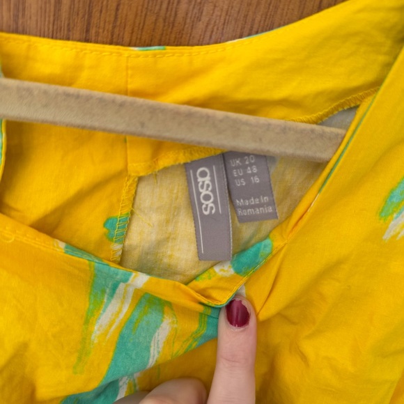 ASOS Yellow Green Floral Wide-Leg Jumpsuit Size 16 | Resort Vacation - Picture 3 of 4